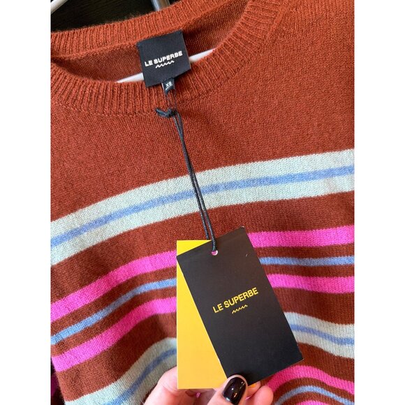 Le Superbe My Crew Cashmere Sweater in Rust Multi Color Womens Size XS - Picture 9 of 10